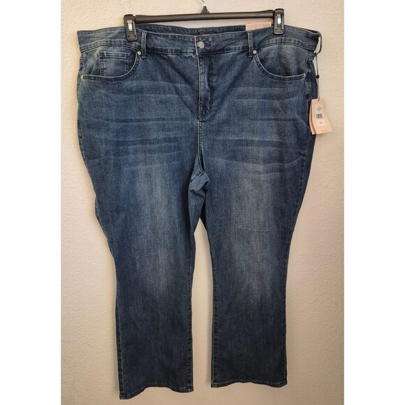 NYDJ Marilyn Straight Leg Cotton Blend Medium Wash Denim Jeans Size 28WP NWT - Picture 1 of 9